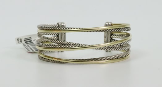 DAVID YURMAN 925 / 18K CROSSOVER CUFF BRACELET