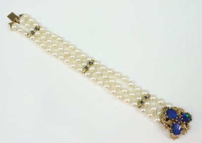 14K PEARL & OPAL DOUBLET BRACELET
