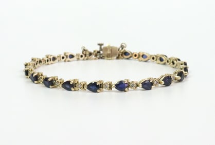 14K SAPPHIRE & DIAMOND TENNIS BRACELET