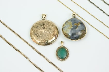 (6) PIECE GOLD GROUP - NECKCHAINS & PENDANTS