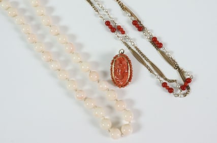 (3) PIECE 14K CORAL JEWELRY GROUP