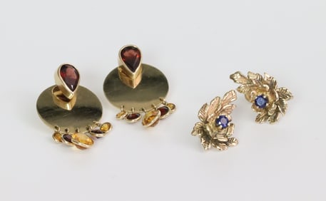 (2) PAIRS 14K EARRINGS