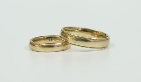 (2) 14K WEDDING BANDS
