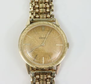 GENTS VINTAGE OMEGA 14K GOLD BRACELET WATCH