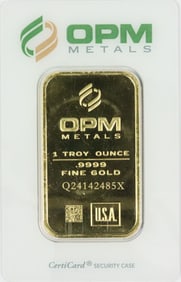 OPM METALS 1 OZT. GOLD BAR - .9999 FINE