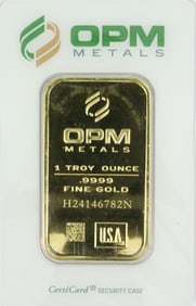 OPM METALS 1 OZT. GOLD BAR - .9999 FINE