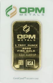 OPM METALS 1 OZT. GOLD BAR - .9999 FINE