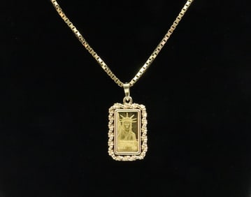 GOLD INGOT PENDANT ON 18K CHAIN