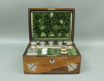 LADIES VICTORIAN INLAID NECESSAIRE TRAVEL BOX