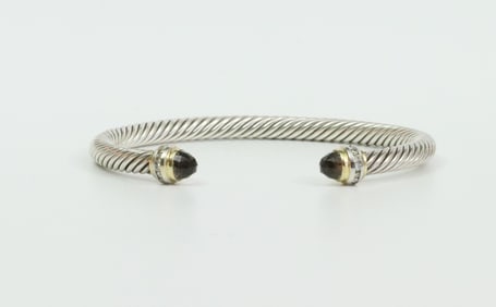 DAVID YURMAN 925 / 750 SMOKY QUARTZ & DIAMOND CUFF
