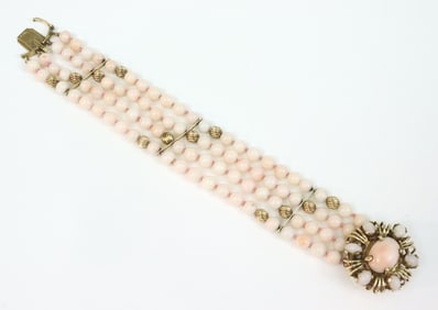 14K MULTISTRAND BLUSH CORAL BRACELET