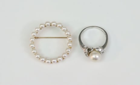 (2) PIECE 14K CULTURED PEARL GROUP