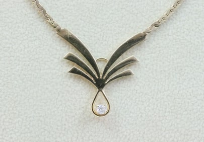 14K C-LINK PENDANT NECKLACE WITH DIAMOND