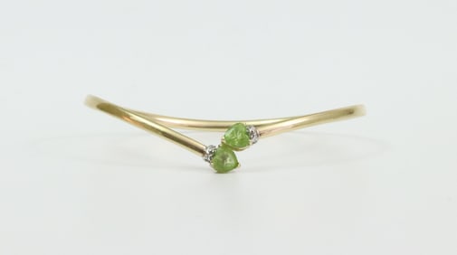 14K PERIDOT & DIAMOND BYPASS FLEX BANGLE
