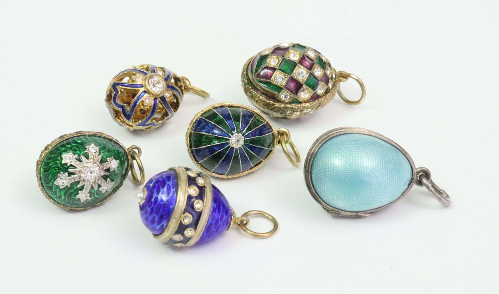 (6) SILVER & ENAMEL EGG CHARMS (1 of 2)