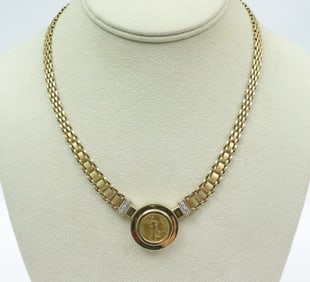 14K GOLD COIN NECKLACE WITH $5 US GOLD EAGLE