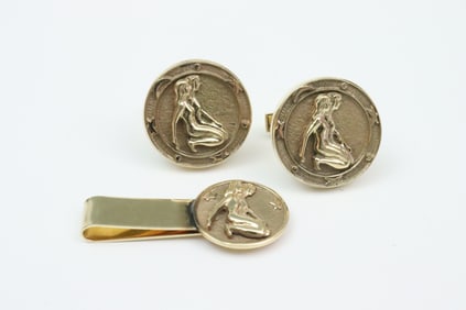 14K ZODIAC CUFFLINK SET - VIRGO
