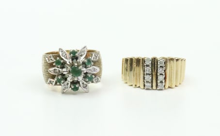 (2) 14K GEMSTONE RINGS