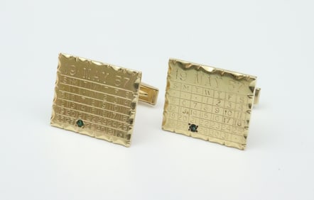 PAIR 14K CALENDAR CUFFLINKS