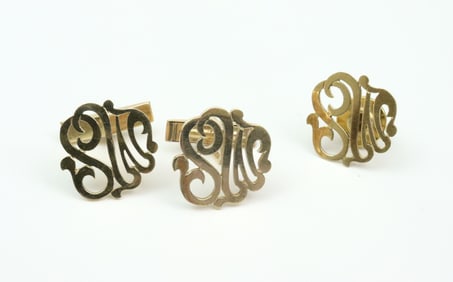 14K MONOGRAM CUFFLINK SET