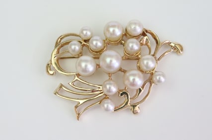 14K FREE-FORM PEARL BROOCH
