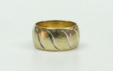 14K CARVED BICOLOR WIDE BAND RING