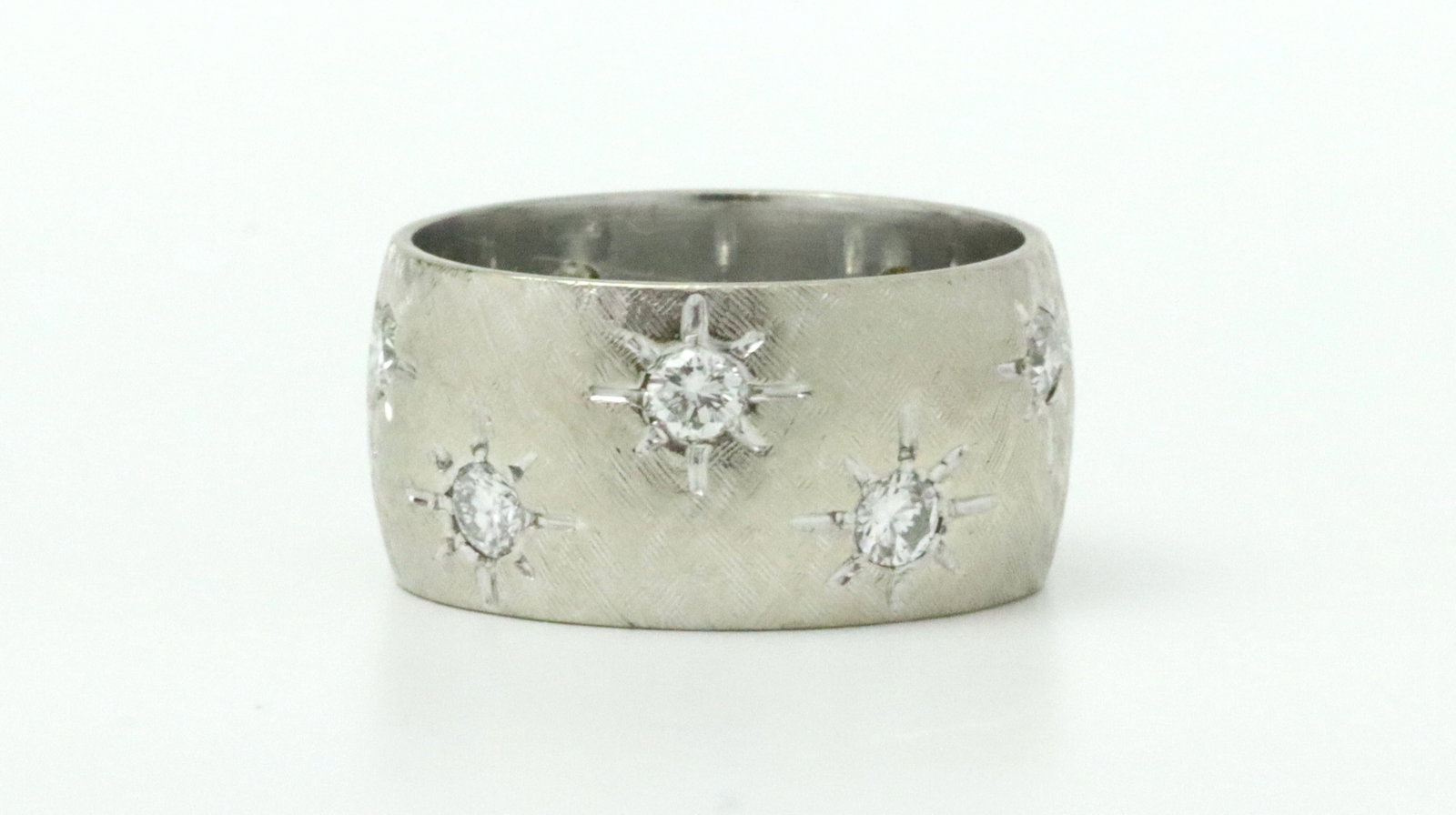 14K WIDE BAND RING WITH DIAMONDS (1 of 4)