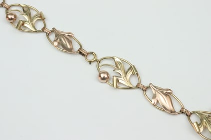 VINTAGE GOLD BICOLOR COLLAR LENGTH NECKLACE