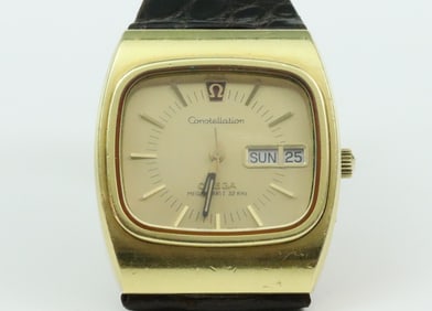 18K OMEGA CONSTELLATION MEGAQUARTZ CASE WATCH