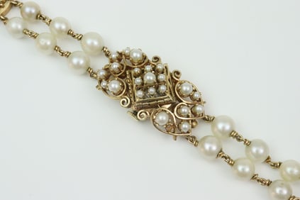 LADIES 14K PEARL COVERED BRACELET WATCH