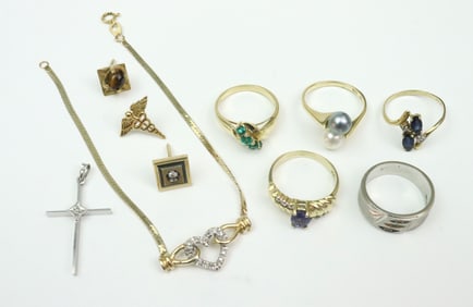 (10) PIECE GOLD JEWELRY GROUP, MOST 14K