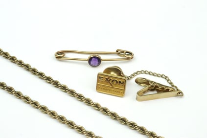 (2) PIECE 14K JEWELRY GROUP AND A GF TIE TACK