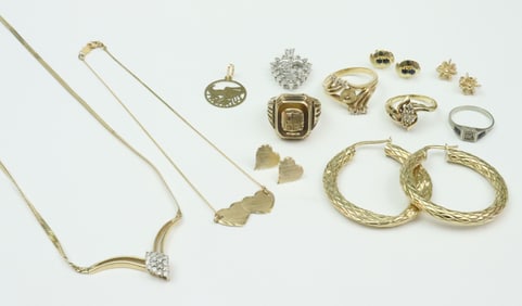 (12) PIECE GOLD JEWELRY GROUP, MOST 14K