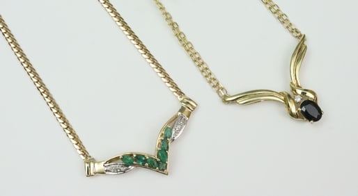 (2) ITALIAN 14K CHEVRON NECKLACES