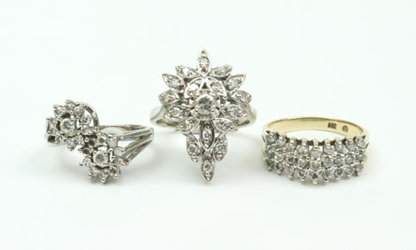 (3) 14K NATURAL DIAMOND RINGS