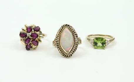 (3) 14K GEMSTONE RINGS