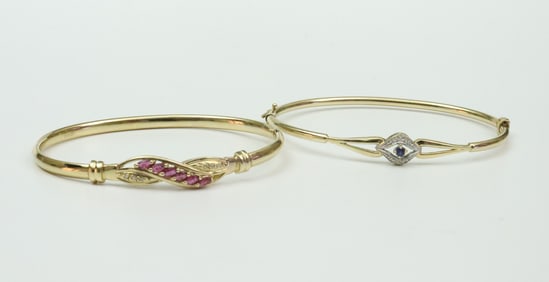 (2) 14K GEMSTONE BRACELETS