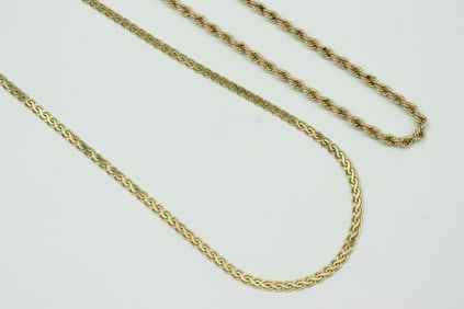(2) 14K GOLD NECKLACES