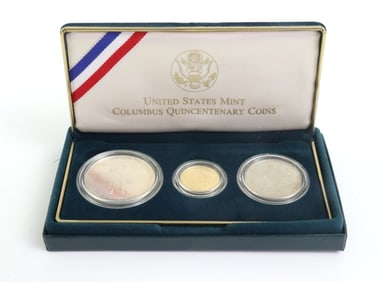 1992 US COLUMBUS QUINCENTENARY SET INCL. $5 GOLD