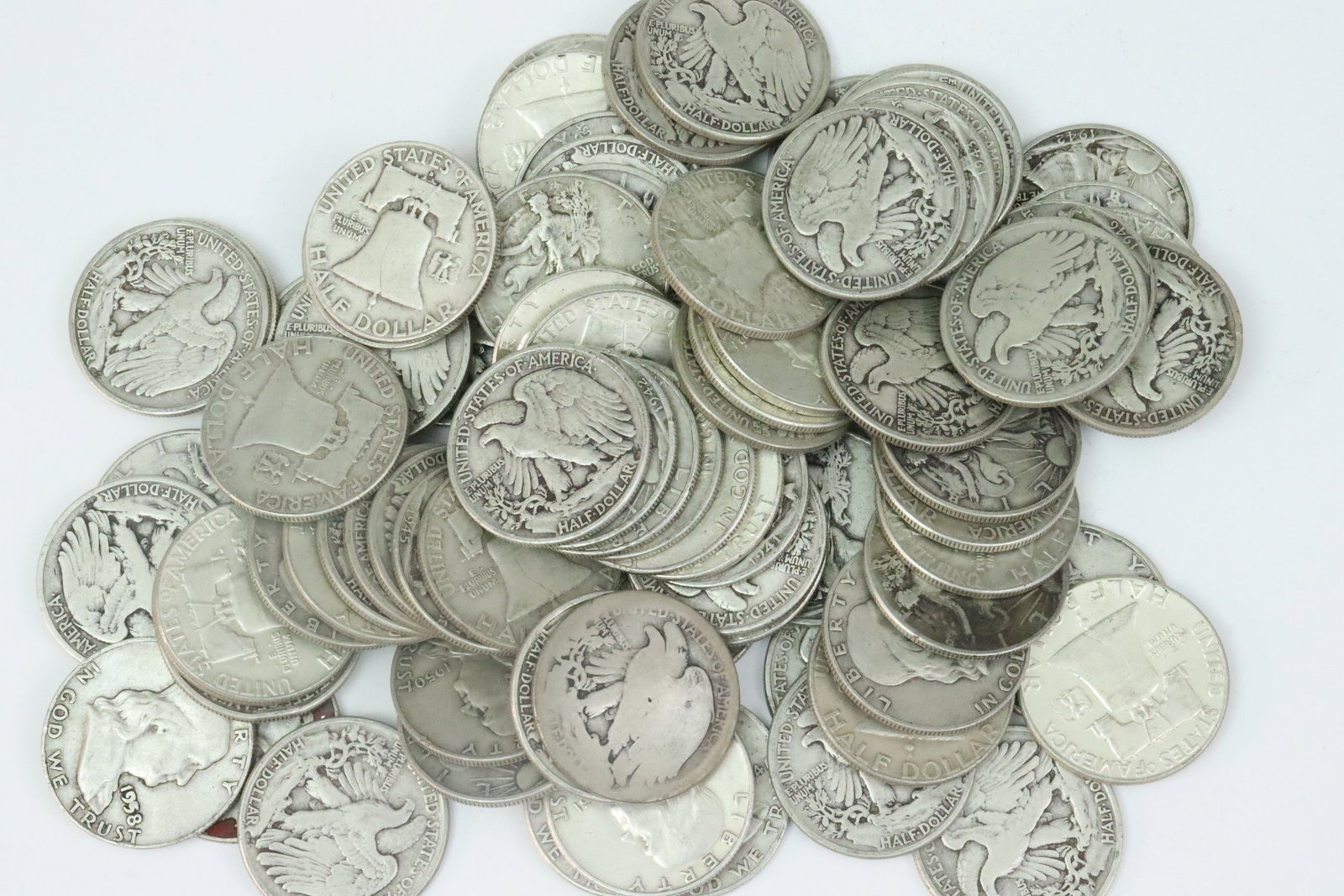(80) US SILVER HALF DOLLAR COINS (1 of 1)
