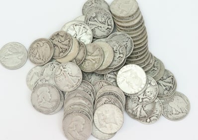 (80) US SILVER HALF DOLLAR COINS