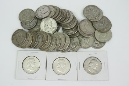 (49) US SILVER FRANKLIN HALF DOLLAR COINS