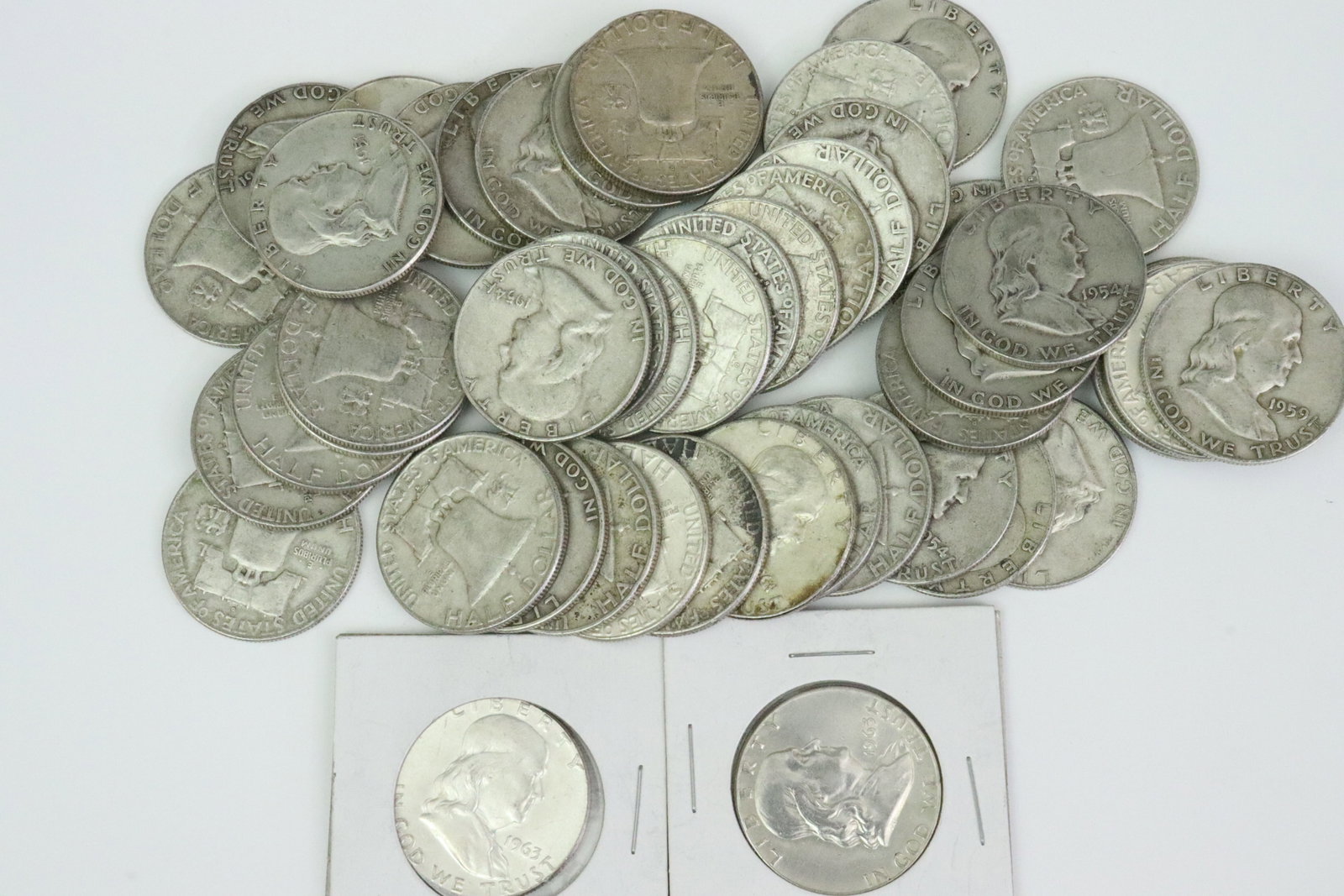 (49) US SILVER FRANKLIN HALF DOLLAR COINS (1 of 1)