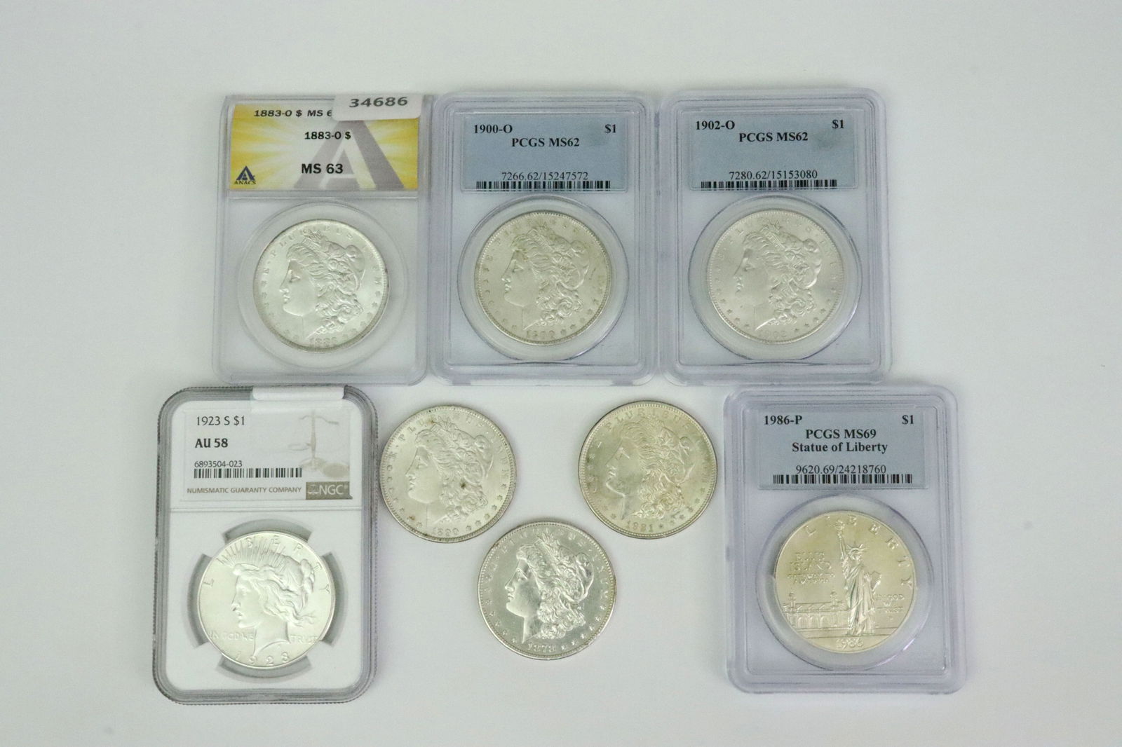(8) US SILVER DOLLARS - GRADED & GRADEABLE (1 of 3)