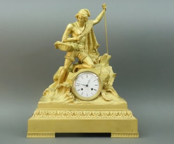 FRENCH GILT BRONZE MANTLE CLOCK BY L. WILGOT