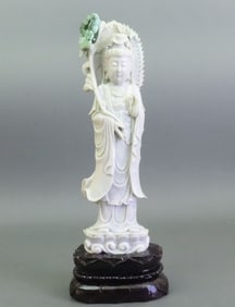 LARGE CHINESE JADE GUANYIN CARVING