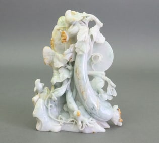 CHINESE JADEITE JADE ZUCCHINI CARVING