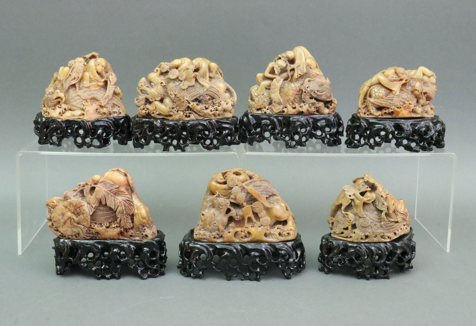 SET OF (7) SHOUSHAN SOAPSTONE SEAL CARVINGS (1 of 15)