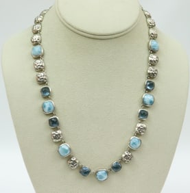 MARAHLAGO LARIMAR & BLUE SPINEL PARURE IN STERLING