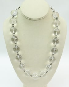 STERLING ROCK CRYSTAL BEADED NECKLACE